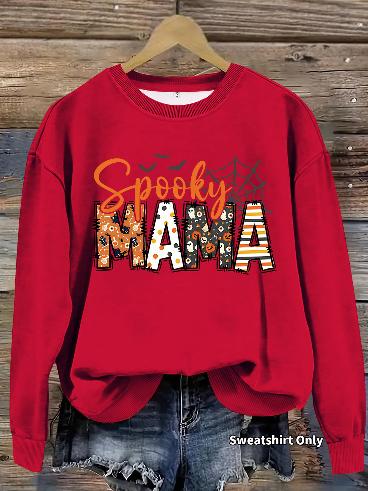 Halloween horror element printed loose hoodie