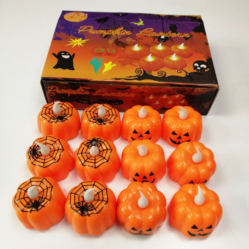 Halloween Pumpkin Lantern Halloween Decoration Props LED Electronic Candle Light Party Supplies Luminous Nightlight Wind Lantern