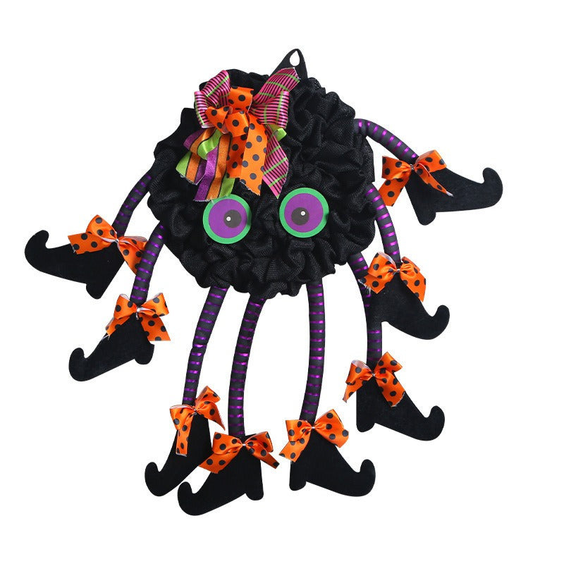 Halloween New Multi legged Spider Door Hanging Creative Fabric Decoration Wreath Halloween Party Decoration
