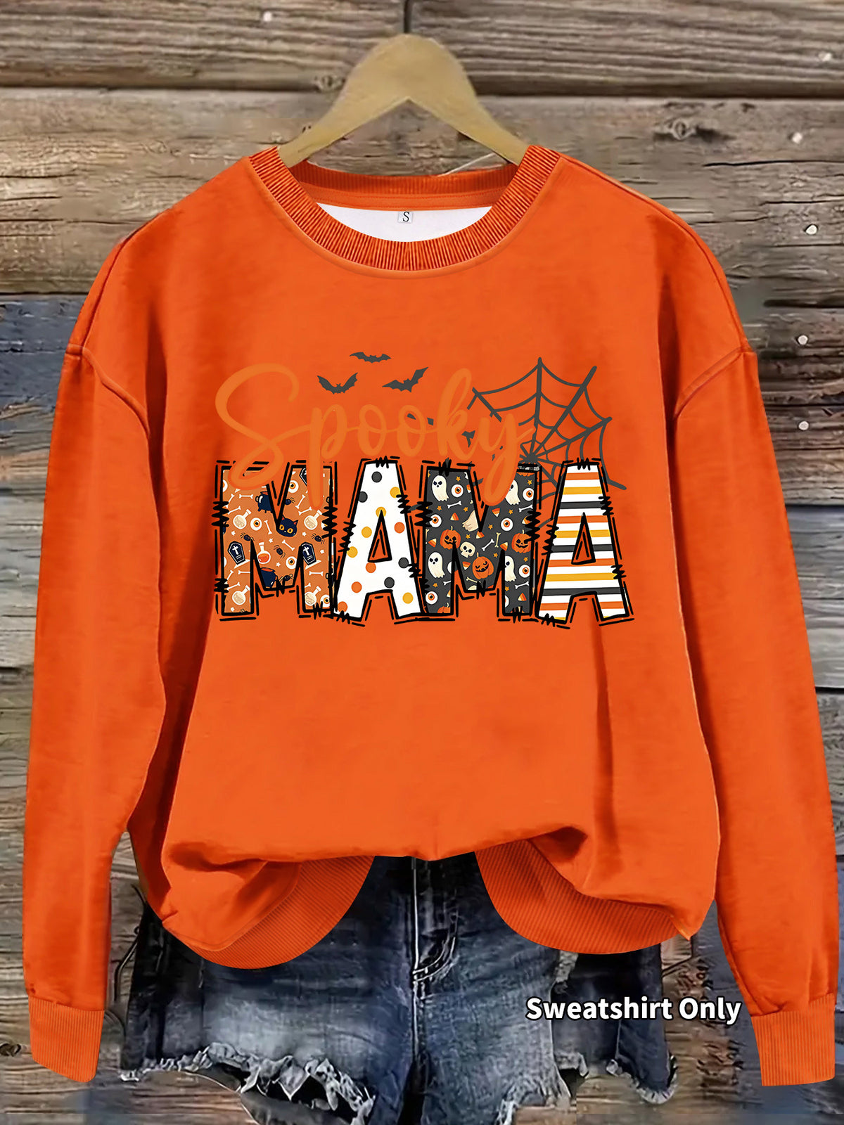 Halloween horror element printed loose hoodie