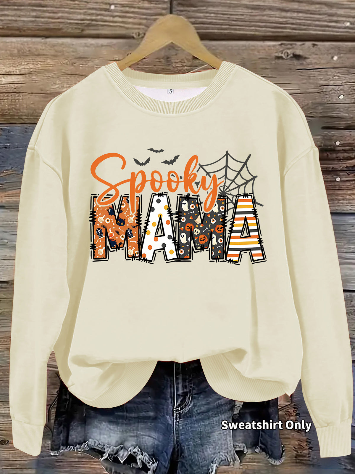 Halloween horror element printed loose hoodie