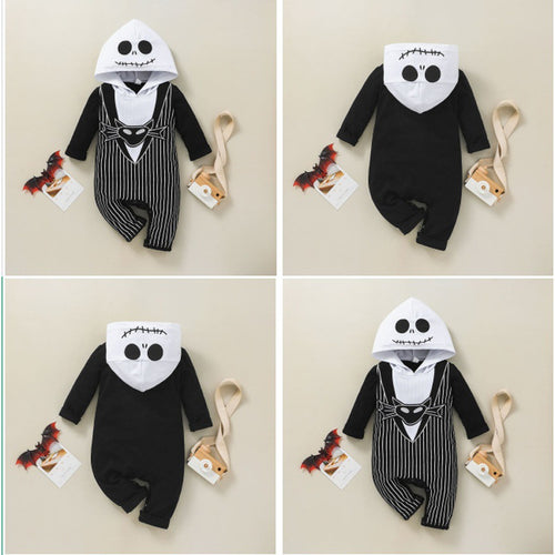 Baby Halloween Cosplay Costume Skeleton Hooded Romper